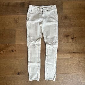 Articles of Society Sarah Distressed Skinny Ankle Jeans White Denim Womens Sz 26